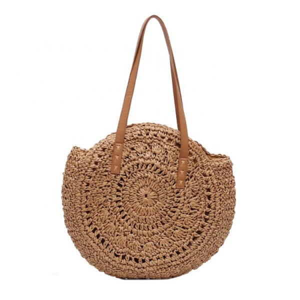 Brocade straw beach bag
