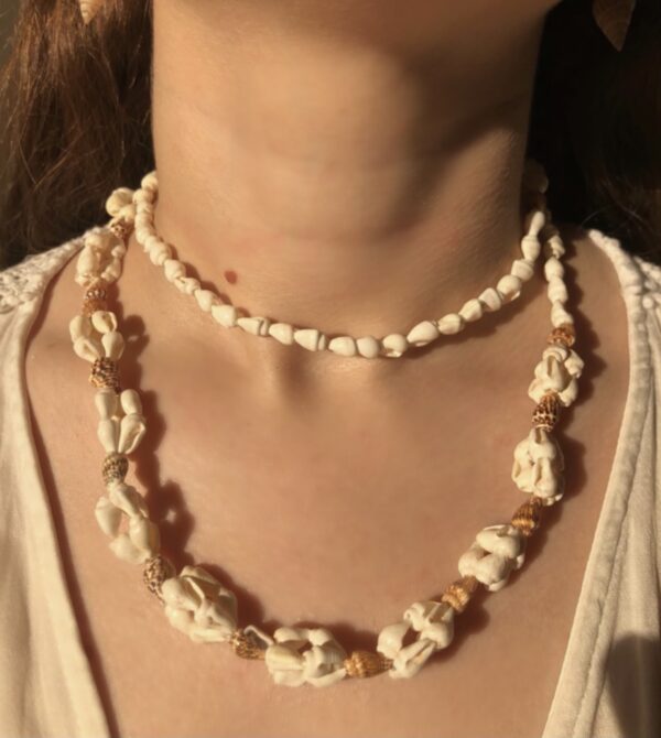Long necklace made of colorful seashells