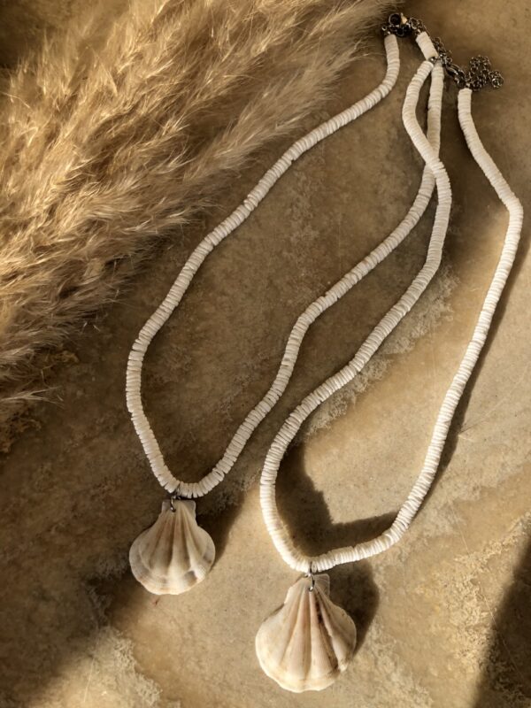 long white seashell necklace