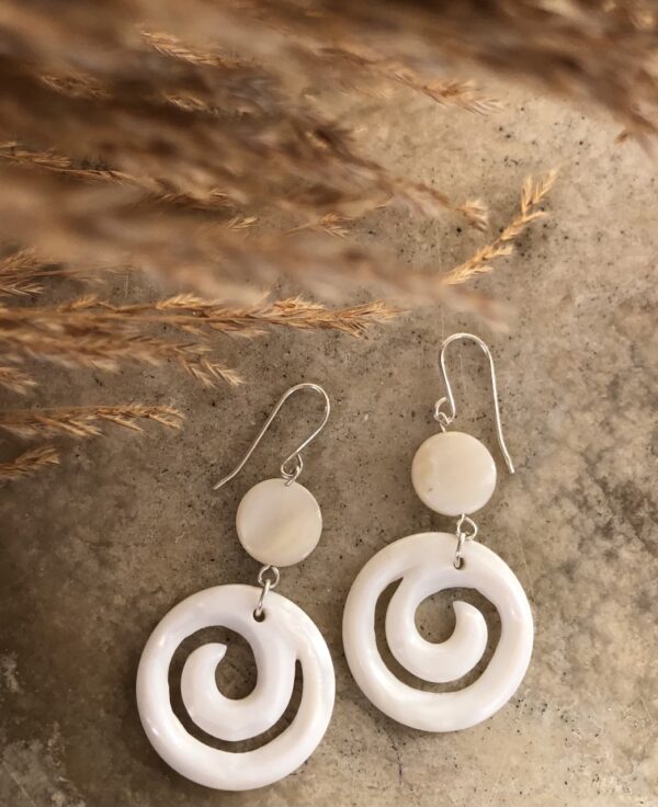 White earrings made of sea-shell nacre