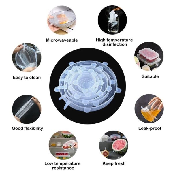 Silicone Food Covers – Set of 6 Pieces in Various Sizes - Image 3