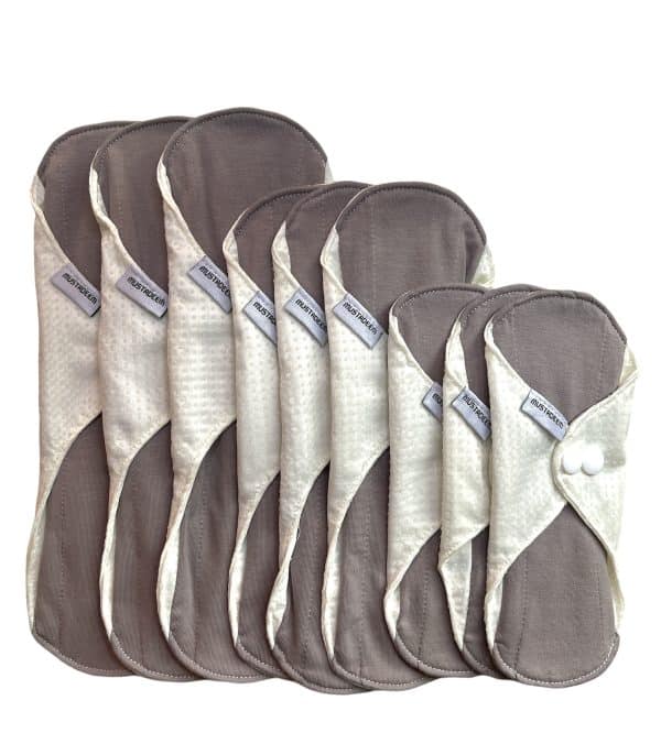 Menstrual Reusable Cloth Sanitary Pads – Anti-Slip, Dark Grey Cotton - Image 2