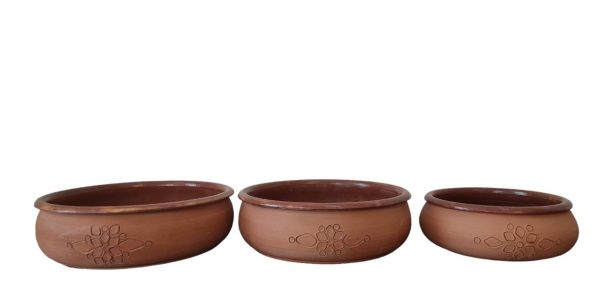 Pottery clay pot (Tajjine with two lids) - Meduim